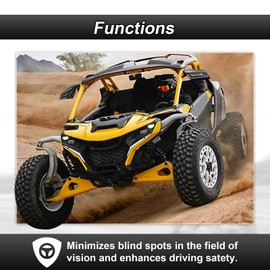 ROMELACK Side Mirror Wide Angle Curved Rear View Mirrors with 180° Adjustable Compatible with Can Am Maverick R/R Max All Models 2024-2025