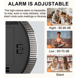 Round Digital Kitchen Timer, Magnetic Countdown Countup Timer with Large LED Display Volume Adjustable for Cooking, Seniors, Kids