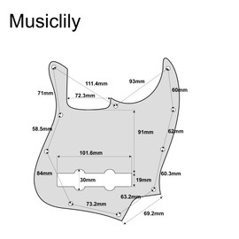 Musiclily Pro 5-String 10-Hole Contemporary J Bass Pickguard for Fender Mexican Jazz Bass, 4Ply Black Pearl