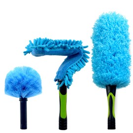 EVERSPROUT Duster 3-Pack | Hand-Packaged Cobweb Duster, Microfiber Feather Duster, Flexible Ceiling Fan Duster | Twists onto Standard ACME Threaded Poles (Pole Sold Separately) (Medium-Stiff Bristles)