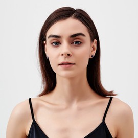 YAMI Pearl stud earrings, made of classic 925 sterling silver with gold plating, hypoallergenic earrings, round cultured pearls, black/grey, elegant luxury jewellery for any occasion - exclusive gift