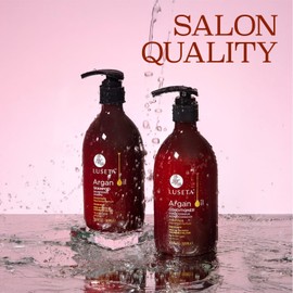 L LUSETA Luseta Argan Oil Shampoo and Conditioner Set Thickening for Thin & Dry Hair Smoothing & Nourishing Anti- Frizz for All Hair Types Sulfate Free for Men and Women 2 x16.9Fl Oz