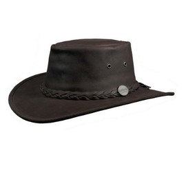 Squashy Full Grain Cowhide Leather Hat (XL, Brown)