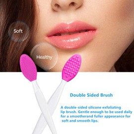 Lip Scrub Brush,Lip Scrubber Exfoliator,Double-Sided Silicone Lip Exfoliating Tool for Men Women Lip Lightening,Lip Exfoliator Scrubber Tool for Dark Lips (8 PCS)