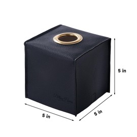 D'lla Home Black & White Square Tissue Holder for Kleenex Square Tissue Box Cover for Home Bathroom or Office 5 Inch Holder for Cubic Tissue Boxes Made of Leather Black & White Decorative Cover