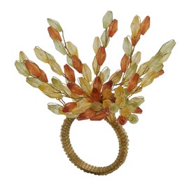 Beaded Flower Design Napkin Rings (Set of 4)