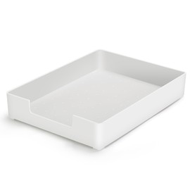 AZFUNN Letter-Size Tray Desk Letter Tray Paper Tray, Sturdy Heavy-Duty Plastic Printer Paper Tray, Single-Tier Stackable File Storage Organizer for Office Home (White)
