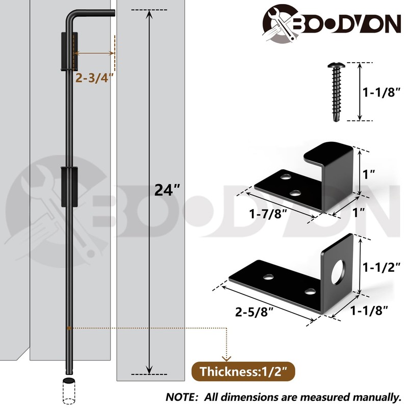24" Cane Bolt Gate Drop Rod Heavy Duty Gate Hardware,