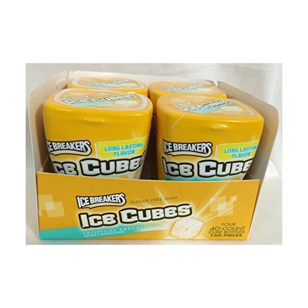 Ice Breakers Ice Cubes Sugar Free Gum, Tropical Freeze. Pack Of 4.