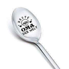 Mother's Day Birthday Gifts for Grandma Best Grandma Spoon for Women Nana Grandmother Gift from Grandaughter Grandson Engraved Coffee Spoons for Granny Grandma Ice Cream Lovers Gifts