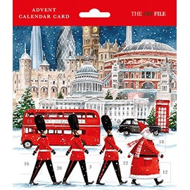 The Art File Traditional Santa in London 24 Door Advent Calendar Card