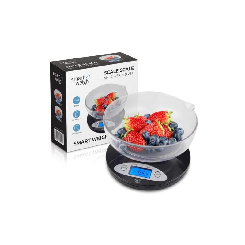 Smart Weigh Digital Kitchen Scale with Removable Bowl – 11lb/5kg