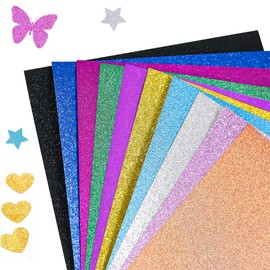 JIEYUCHU 10 Sheets Glitter Paper, Glitter Paper A4 Set 10 Colours, Craft Paper Glitter for Scrapbooking, Greeting Cards, DIY Projects and Party Decoration