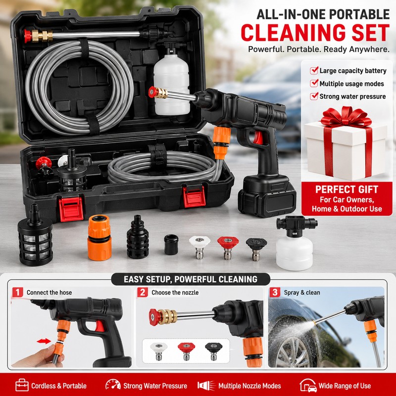 Cordless Pressure Washer Gun for Car Cleaning – Portable High