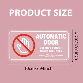 MBAIYO Automatic Door Car Sticker, 10 Pack 4×2 in Do Not Touch Driver Will Open Warning Sign Transparent Self Adhesive Vinyl Decals Removable Waterproof Vehicle Taxi Sliding Window Cling Doors Sign