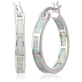XINGNIAO Life Stage Fire Created Opal 925 Sterling Silver Round Hoop Dangle Earrings Women's Fashion Jewellery