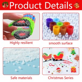 Giugio Ironing Beads Christmas Plates Beads Set, with Ironing Beads Templates and Ironing Paper Accessories, Christmas Tree Snowflakes Pattern for Crafts for Children Gift Christmas Decoration