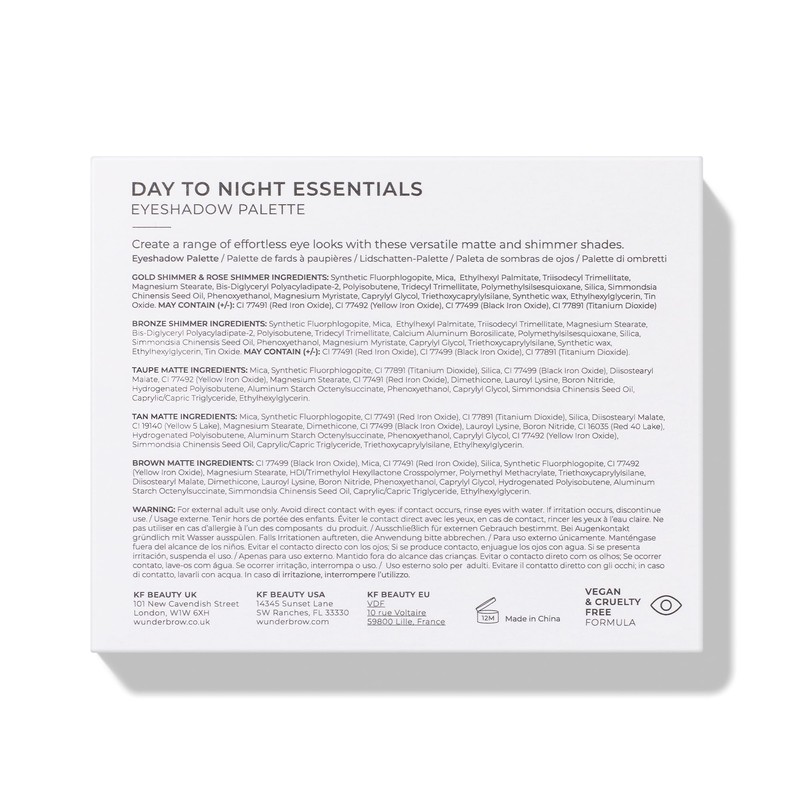 Wunderbrow Day To Night Essentials Eyeshadow Palette, Vegan & Cruelty