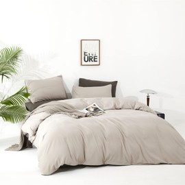 Cottonight Beige Comforter Set Queen Cream Khaki Bedding Comforter Full Oatmeal Solid Blanket Quilts Modern Soft Breathable Beige Taupe Color 3 Piece Bedding Set