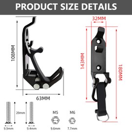 Shovel Holder Roof Rack, Pack of 2 Shovel Holder with Nuts and Screws, Tension Clasp, Shovel Holder for Roof Rack, Roof Rack Accessories, Wall Mounting Brackets for Car, Boat (Black)