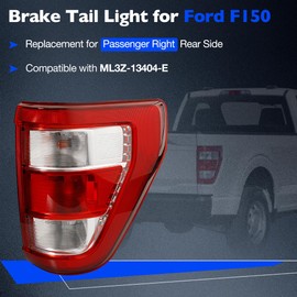 Misakomo Tail Light Compatible with 2021 2022 2023 Ford F150 F-150 XL Rear Lamp Assembly - Brake Taillights Replace for ML3Z-13404-E ML3Z13404E - Halogen Type W/O Blind Spot - Passenger Right Side