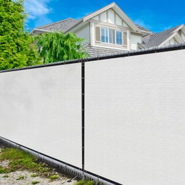 Amgo Custom Made 4' x 77' White Fence Privacy Screen Windscreen with Bindings & Grommets, Heavy Duty for Commercial and Residential, 90% Blockage, Cable Zip Ties Included (We Customize)
