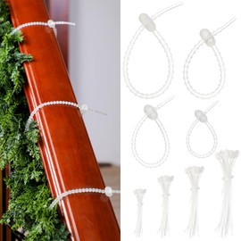 Wesnoy 48 Pcs Clear Christmas Flexible Garland Ties Assorted Size Adjustable Decorative Soft Ties Reusable Banister Garland Straps for Christmas Tree Mantel Fences Holiday Craft Wrapping