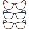 Calabria R861 3 Pack Reading Glasses +0.50 Red Crystal/Navy Blue/Tortoise