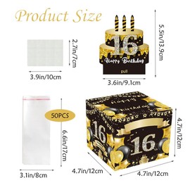 POPOYU 16th Birthday Money Box Cash Gift Pull,MoneyPull Out Gift Box 16th Birthday Money Presentation Box for Cash Gifts,Funny MoneyPull BoxMoney Gift Box for Girls Boys Teens BirthdayGifts