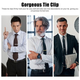 NSI 6 Pcs Tie Clips for Men Elegant Metal Necktie Bar Pinch Clasp Wedding Party Gift