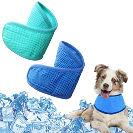 MUNSKT Dog Cooling Bandana, 2 PCS Cooling Collar for Dogs, Reusable Adjustable Ice Scarf, Summer Accessories to Keep Pets Cool in Hot Weather (L)