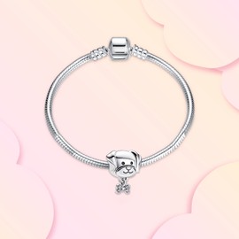 Annmors Marry Christmas Charm Love Pendant S925 Sterling Silver Bracelet Bead with Cubic Zirconia for European Bracelets Necklace, Mother's Day Jewellery Gift Christmas for Men and Women, Silver,