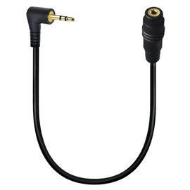 CNCTWO Audio Conversion Cable, L Angle 2.5mm Stereo Male to 3.5mm Stereo Female, Gold Plated, OFC Aluminum Shielded, 6", Black C235S25SAFOCT25015L