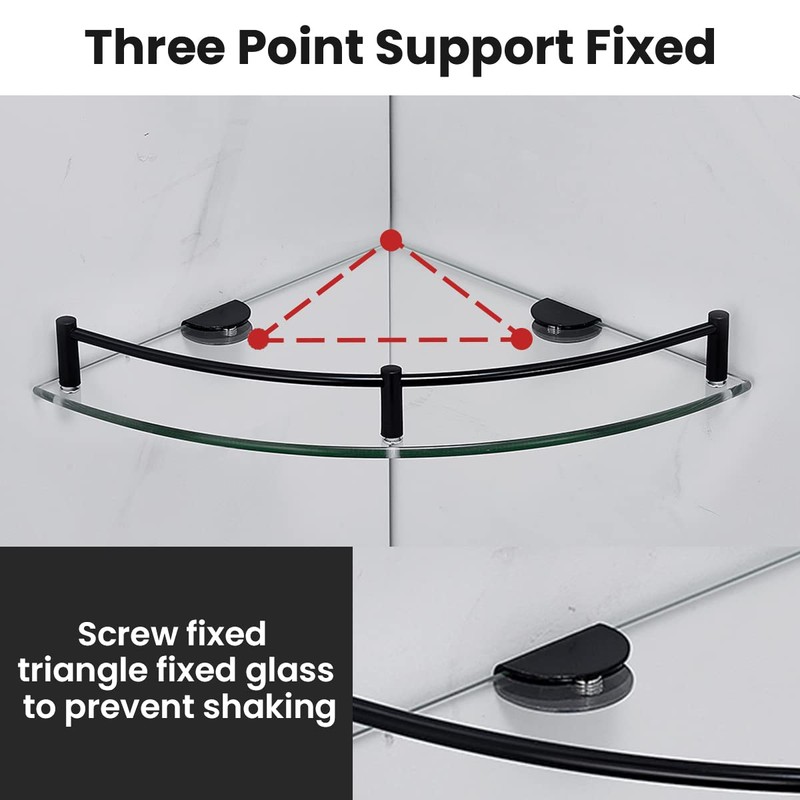 YorkHoMo Glass Shelf Bathroom Floating Shower Corner Shelves Shampoo Holder