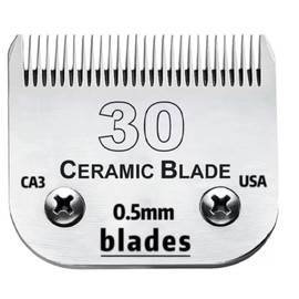 Detachable Pet Dog Clipper Blades, Compatible with Andis,Most Oster A5, Wahl KM Series Clippers,Made of Ceramic Blade & Stainless Steel Blade（#30 Blade 1/50-Inch 0.5MM Cut Length）