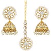 Aheli Kundan Pearl Jhumki Pendientes con Maang Tikka Indian Traditional