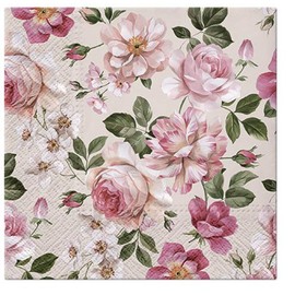 20pcs Exclusive Napkins Event Lunch Roses Glory Cream SDL127611