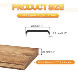 MECCANIXITY TPE U-Shape Edge Banding Self Adhesive Flexible Veneer Edging Trim 1-1/8 Inch x 13ft Furniture Edge Protector for Shelf Cabinet Table Repair Restoration (Black)