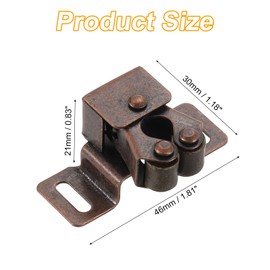 sourcing map 4Pcs Cabinet Latch Double Roller Catches, Lock Stop Catch Clamp Cabinet Closer Magnetic Closure Hardware for Cabinet Kitchen Closet Door, Red Bronze