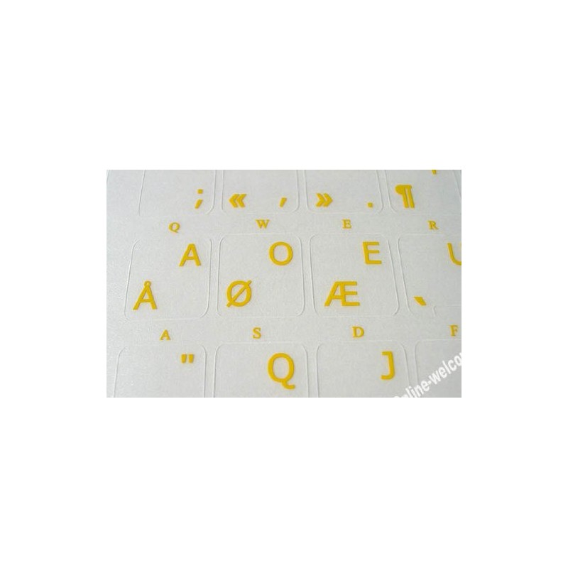Dvorak Programmer Keyboard Stickers Transparent Yellow Letters for Any Laptop