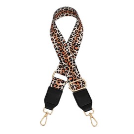 Leopard Print Shoulder Strap for Bags, Replacement Bag Strap, Wide 3.8 cm Shoulder Strap, Adjustable Length 80-130 cm, Bag Straps for Changing, Bag Making Accessories, Golden Buckle, Orange Black