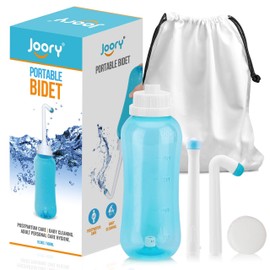 JOORY Peri Bottle Postpartum Handheld Bidet – Gently Cleanse After Childbirth Without Toilet Paper - 500ml Perineal Spray Bottle with 2 Interchangeable Nozzles, Travel Bag and Leakproof Cap