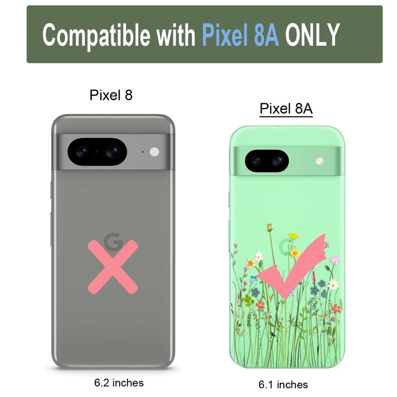 Unov Compatible with Pixel 8a Case Clear with Design Soft