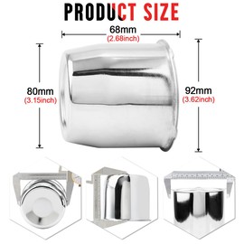 RhinoTuning Set of 4 3.15 Inch Hub Caps OD 92 mm ID 80 mm Hub Caps Hub Cover for 3.15 Inch Trailer/Truck Rims Centre Bore 2.68 Inch High (Chrome)