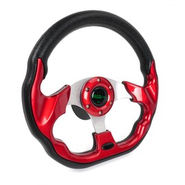 RASTP 12.6 Inch Boat Steering Wheel with 3/4“ Axle Marine Steering Wheel Adapter for Most Marine boats,Vessels,Yachts,Pontoons Boat(Red)