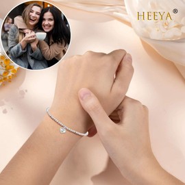 Birthday Bracelet for Women, Sterling Silver Bracelet - Adjustable Heart Bracelet for Women Friend, Silver Lady Bracelet Birthday Gifts for Ladies Her Christmas Birthday Jewellery Gifts