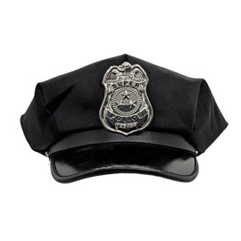 APOSITV Police Cosplay Hat, Men's Metal Badge, Police Hat, Black, Police Hat, Police Hat, Costume