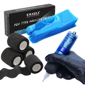 Tattoo Grip Tape Tattoo Pen Bags 204 Pieces Set, Unihuby 6 Pieces Tattoo Grip Bandage Tattoo Pen Bags Blue 200 Pieces Disposable Tattoo Accessories