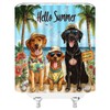 Funny Dog Beach Shower Curtain Summer Ocean Coastal Puppy Tropical
