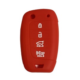 Key Fob Cover for Kona Hybrid: 4 Buttons Silicone Flip Remote Case Protector Fit for Hyundai Santa N Line Fe Sport Cruz Accent Palisade Tucson Tucson Elantra GT Hybrid 95430G3100 2018 to 2023 (Red)